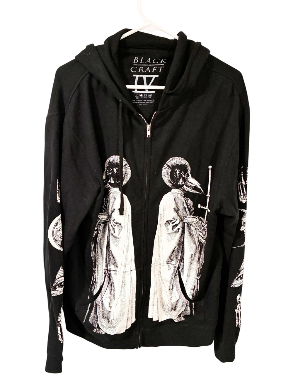 Blackcraft Cult Ram Priest Zip Up Hoodie Black Full Zip Size XL